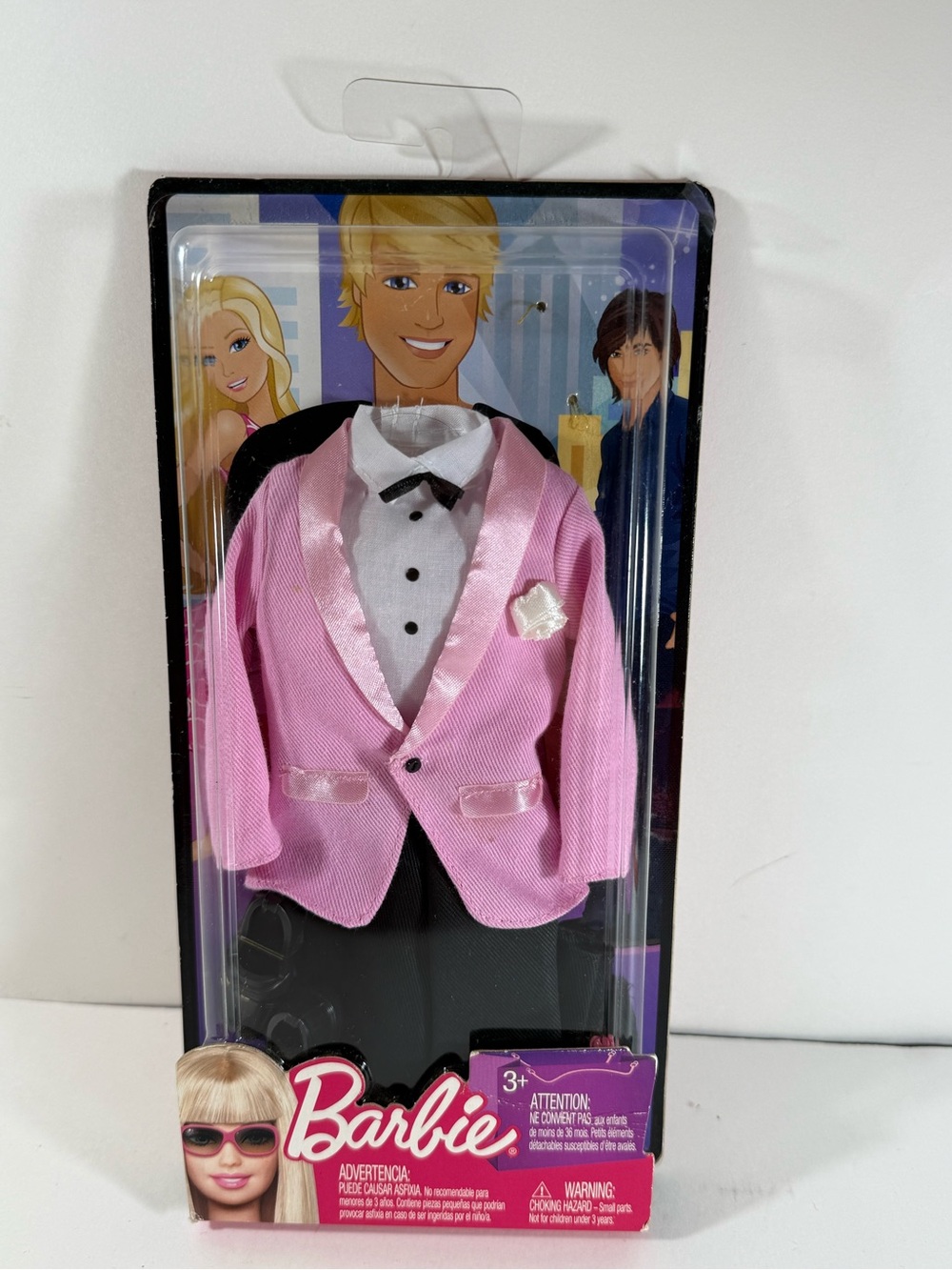 2009 Mattel Ken Doll Pink Tuxedo Pink Roses Black Loafers New in Package Barbie